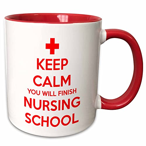3dRose Keep Calm You Will Finish Nursing School Mug 11 oz Red