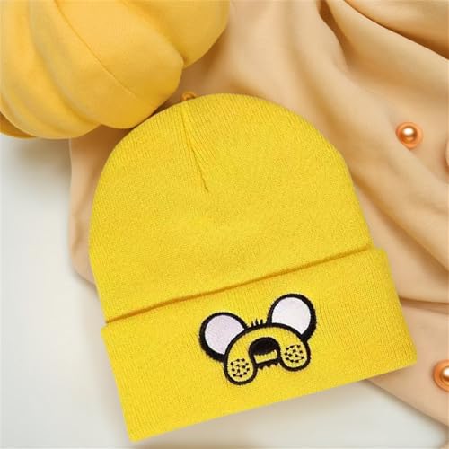 Yellow Beanie for Men and Women - Embroidered Winter Skull Cap