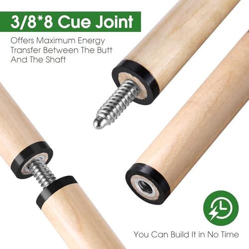 42 Inch Pool Cue Stick Set of 2 - Lightweight with Leather Tip