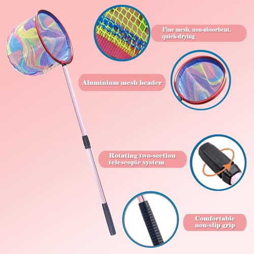 LPEIEB 2-Piece Retractable Fishing Net Set for Frogs & Tadpoles - Pink/37in