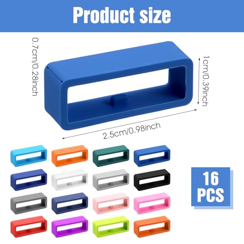 16 Pack Silicone Watch Strap Connector Rings - Multi-Color