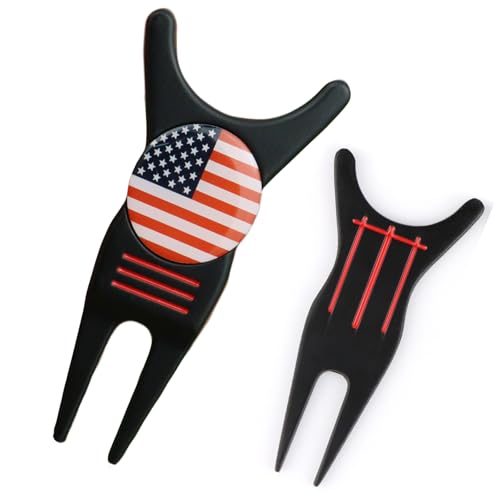 Golf Divot Repair Tool with Magnetic Ball Marker & Alignment Lines