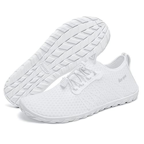 Racqua Water Shoes Women Men Barefoot Sport Beach Swim Shoes Size 7.5 Women / 6.5 Men - Hd137-White