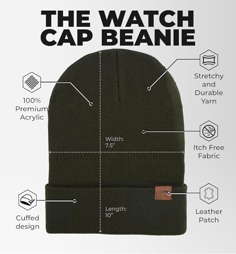 Stretch-Fit Insulated Beanie Hat for Men & Women - Black, One Size