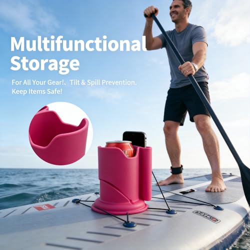 ZEDTYDE Pink Paddle Board Cup Holder – No-Spill 360° Anti-Flip Drink & Phone Holder for SUPs/Kayaks