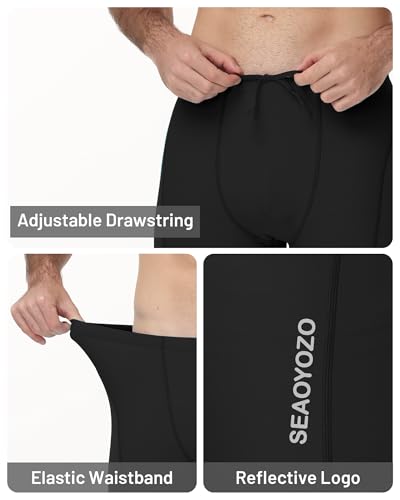 Men's Swim Jammers - Athletic Square Leg Shorts, UPF 50+, Medium Black