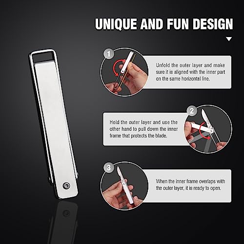 Folding Scalpel Pocket Knife, EDC Utility Surgical Knives With 10pcs #24 Replaceable Razor Blades for Outdoor Hunting Everyday Carry, Small Knife Collection Unique Gift for Men Women