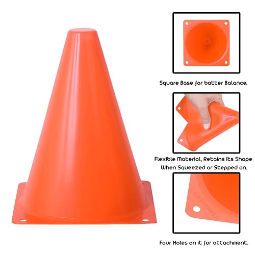 25 Pack Sports Cones - 7 Inch High Visibility Training Cones for Soccer, Basketball & Agility Drills, Orange