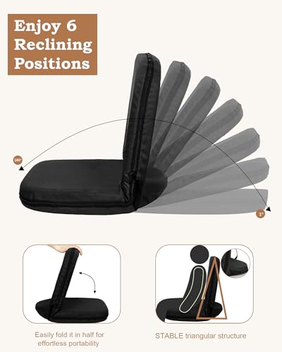 Portable Reclining Stadium Seat with Back Support - 6 Positions