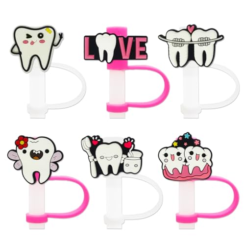 Teeth Straw Covers - 10mm Reusable Cap Toppers for Stanley Cup 40Oz