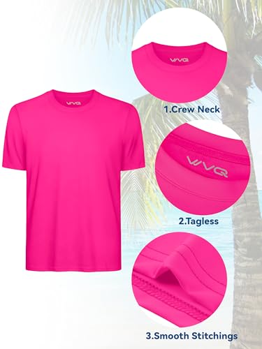 Kids Neon Swim Shirt - UPF 50+ Dry Fit Rash Guard - Neon Rose Red - 5-6 Years