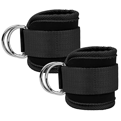 Adjustable Ankle Straps for Cable Machines - Black Pair