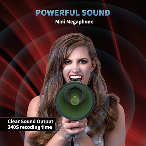 Portable Megaphone with Siren & 240-Second Recording - Army Green