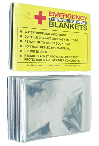 Emergency Thermal Survival Blankets - 84x52, 4 Pack Mylar Sheets