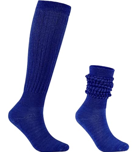 Women's Slouch Scrunch Knit Crew Socks - 5-Pack Cotton Blend - Navy