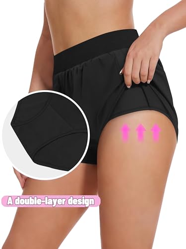 3'' Athletic Workout Running Shorts for Women - Black, Medium