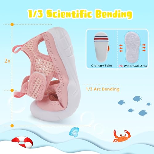 Kids Water Shoes - Toddler Barefoot Aqua Socks for Swim Pool Beach Pink 6 Pack
