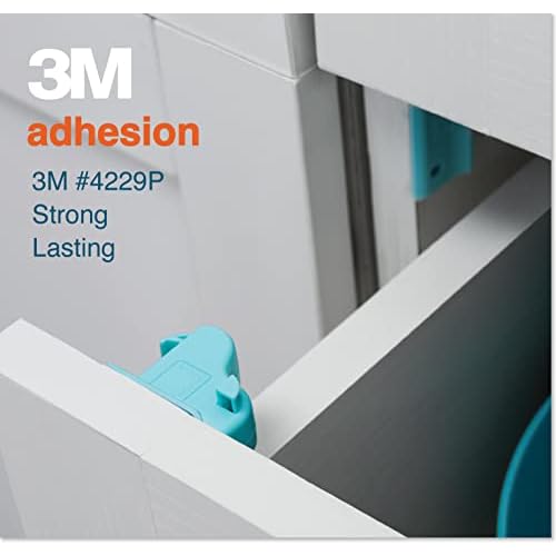 Roving Cove Ergonomic Magnetic Cabinet Baby Locks 12-pk, Child Proof Drawer Cupboard Latches, Adhesive, Easy Install with Starter Tape System