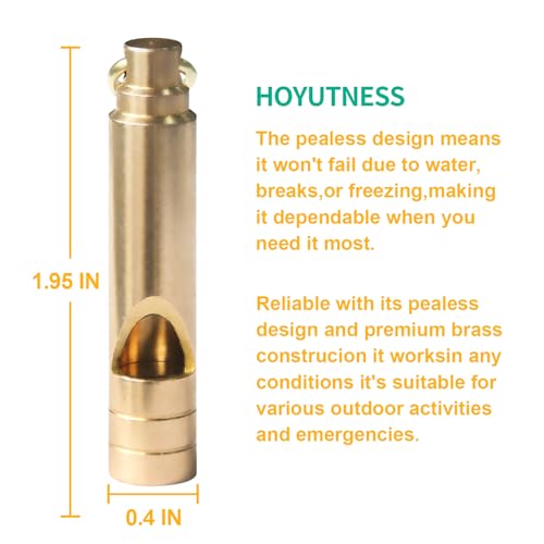 Loud 125 dB Brass Survival Whistle with Lanyard - 1 Pack