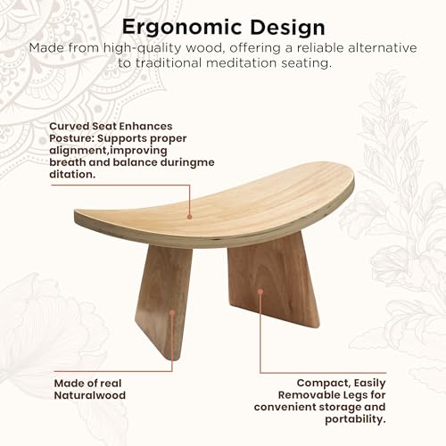 Ergonomic Wooden Meditation Bench - Portable Kneeling Seat for Yoga & Travel