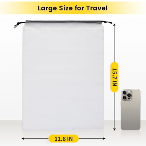 Large Travel Shoe Bags - 6 Pack Transparent Drawstring Storage Organizer