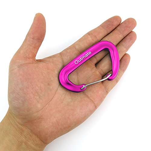 Heavy-Duty 12kN Carabiner Clips - 2 Pink Aluminum Alloy