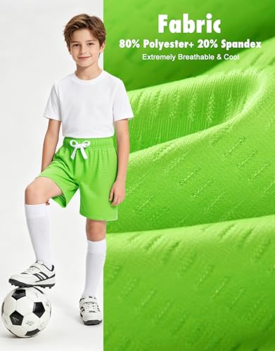 Boys Breathable Mesh Athletic Shorts - 7-8 Years, Green