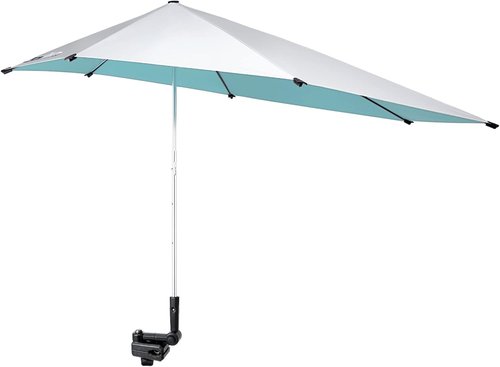 G4Free Adjustable UPF 50+ Beach Chair Umbrella - Universal Clamp for Golf Cart, Wheelchair, Stroller | Lake Blue