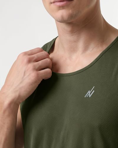 XX-Large Men’s Breathable Mesh Tank Top Y-Back Workout Shirt - Black/Light Grey/Army Green