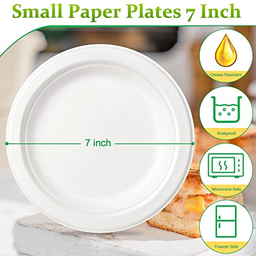 Greconv 7 Inch Small Disposable Paper Plates - 200 Pack for Parties & Events