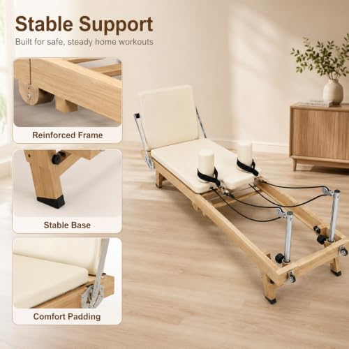 75" Foldable Pilates Reformer with Jumpboard & Foot Bar - 74.80"D x 18.90"W x 7.87"H