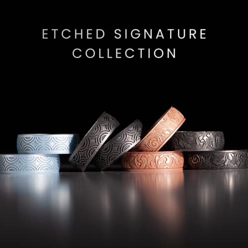 Enso Rings Signature Etched Silicone Ring - Flourish Platinum 10 - Comfortable & Flexible - Made in USA