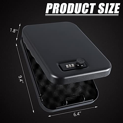 Portable Handgun Safe Lock Box with Mechanical Code Lock - 9.4" x 6.4" x 1.8"