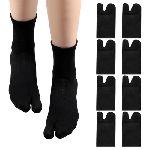 Unisex Cotton Tabi Socks - 4 Pairs Split Toe Flip Flop Socks