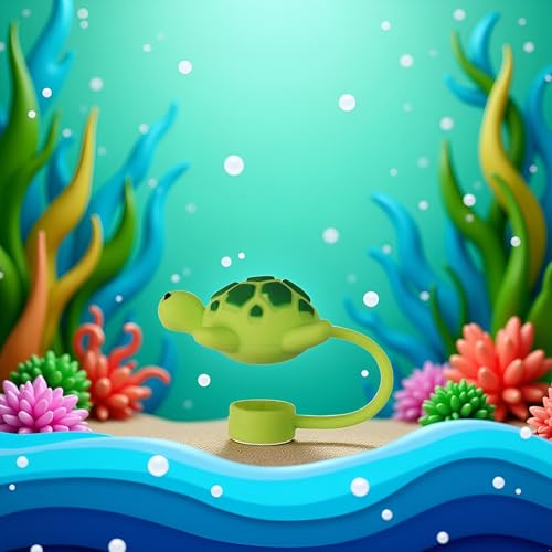 Turtle Silicone Straw Cover for 10mm Tumbler Straws - Dust-Proof Topper