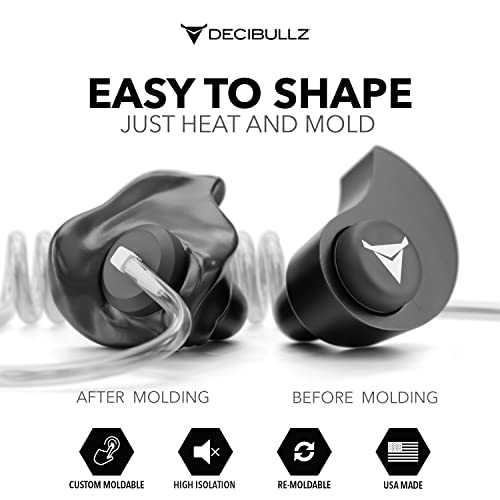 Decibullz Custom Molded Isolation Earpiece for Two-Way Radios, Clear Acoustic Tube Fit