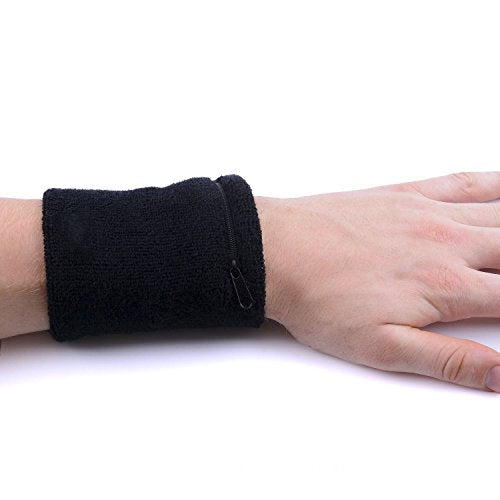 Sports Zipper Wristband - 2-Pack Solid Color Wrist Wallets