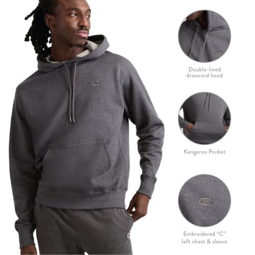 Champion Men's Pullover Fleece Hoodie Large Original Navy - Standard Fit, Midweight, Logo