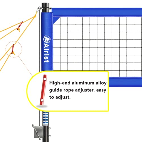 Heavy Duty Volleyball Net Set with Adjustable Poles - Blue