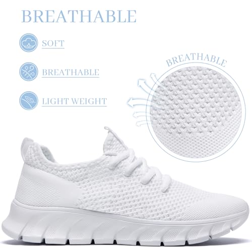 RJYWGS Unisex Tennis & Sports Sneakers - White, Men’s & Women’s Sizes 6/5
