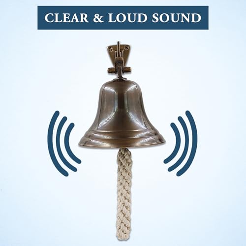 5" Solid Brass Ship Bell Antique Brass Wall Mount – Marine Dinner/Reception Bell by The Metal Magician