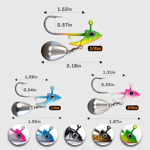 Underspin Jig Heads 1/4oz 5 Pcs - Swimbait with Spinner Blade