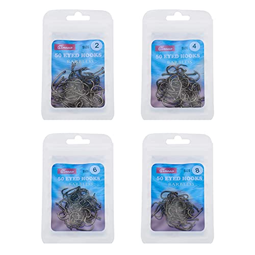 50Pcs Barbed Fishing Hooks - Teflon Coated Wide Gape Hook Size 6