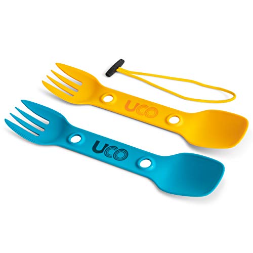 3-in-1 Utility Spork Utensil - Spoon, Fork & Knife - Gold/Sky Blue