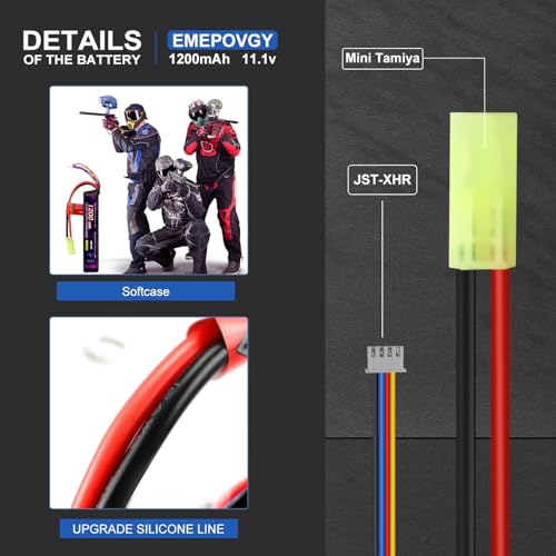 11.1V 1200mAh 3S LiPo Airsoft Battery Pack with Mini TMY Plug