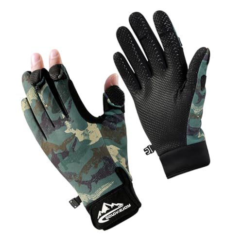 SUJAYU Ice Fishing Gloves XL Camouflage – Warm, Water-Resistant Fingerless Winter Gloves for Men & Women