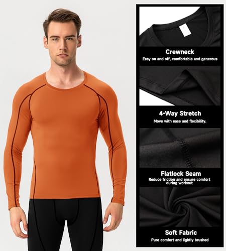Men's Long Sleeve Compression Shirt - Moisture-Wicking Athletic Base Layer
