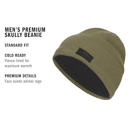 adidas Men's Premium Skully Beanie Olive Strata Green/Black/Carbon Grey One Size
