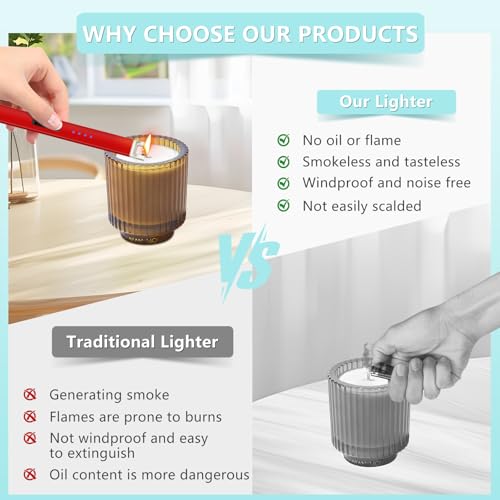 Rechargeable Electric Candle Lighter - Windproof, Red