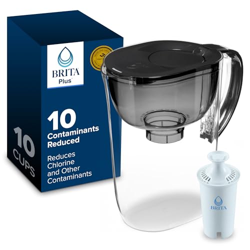 Brita Large 10-Cup Water Filter Pitcher Black with BritaPlus Filter